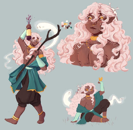 This is my character Aolight. He is a shrine keeper in a haunted forest.